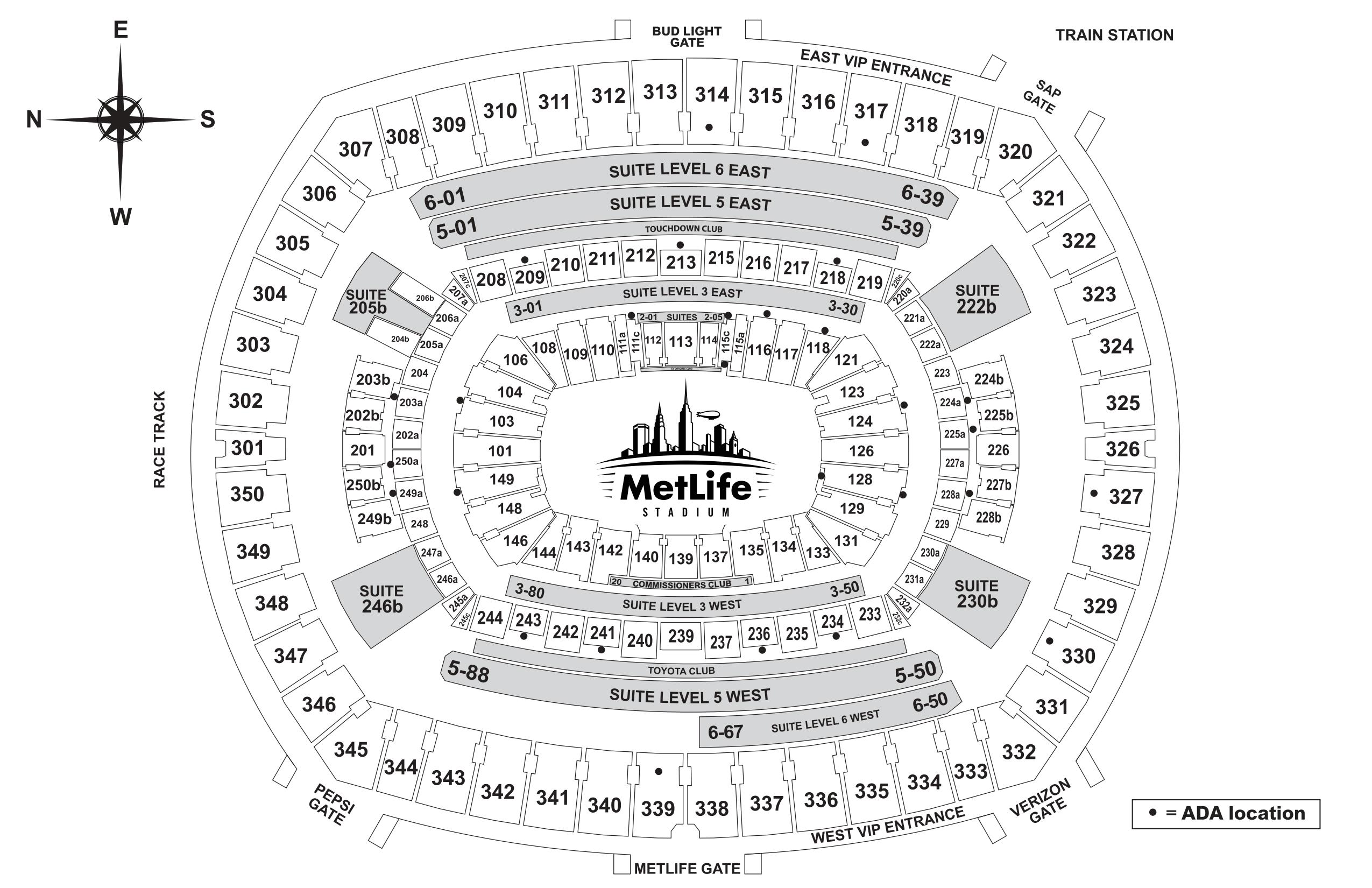 Metlife Stadium Stadium Seating Chart