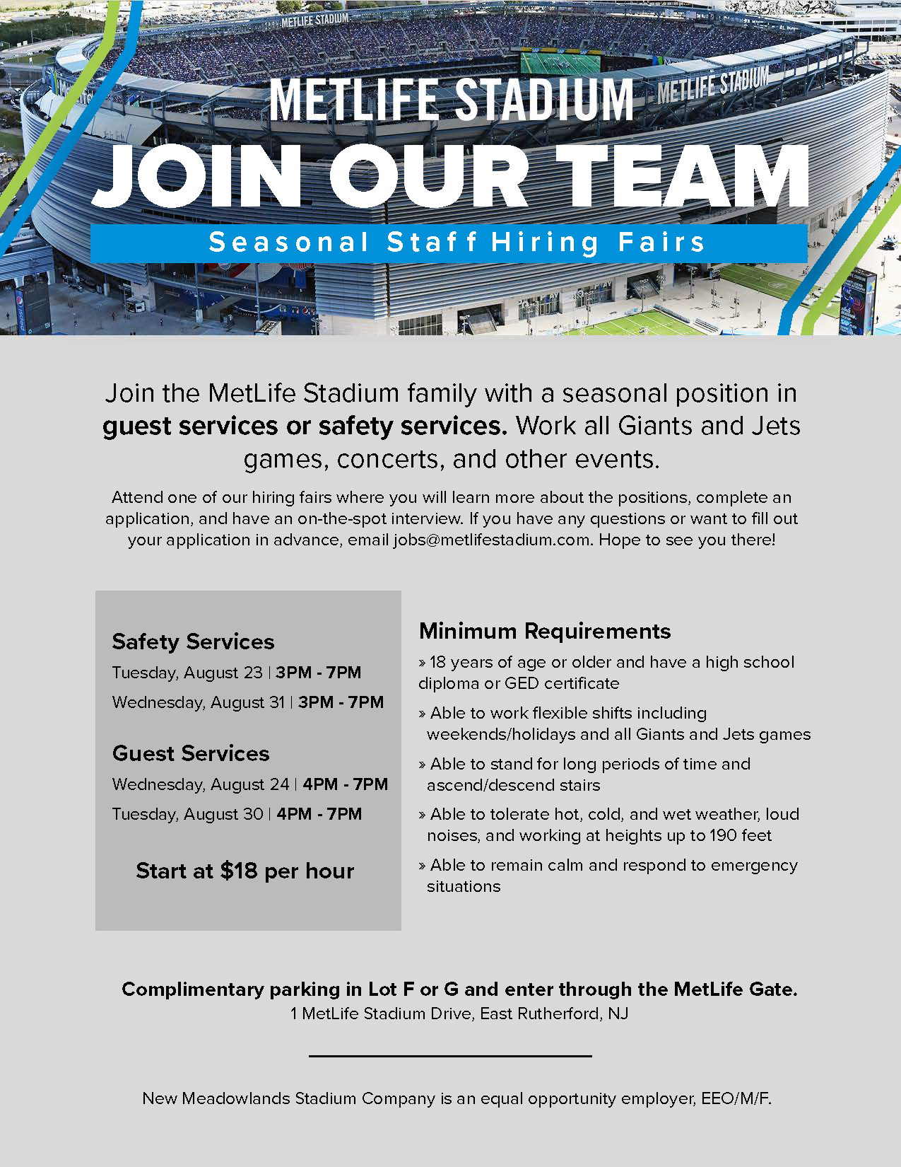 MetLife Stadium August Job Fairs
